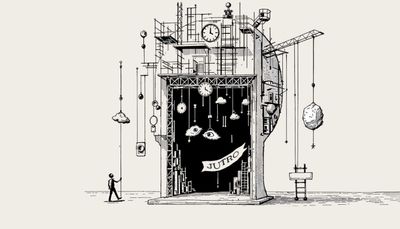 Ilustracja surrealistycznego mechanicznego mózgu