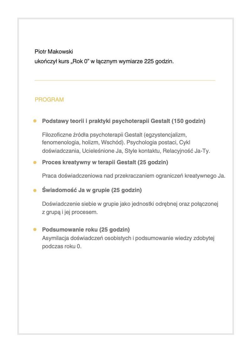 Psychoterapia Gestalt – materiały